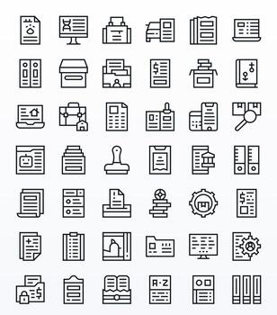 42 Retina Ready Regular Line Icons optimized for Records Pixel Aligned display vector