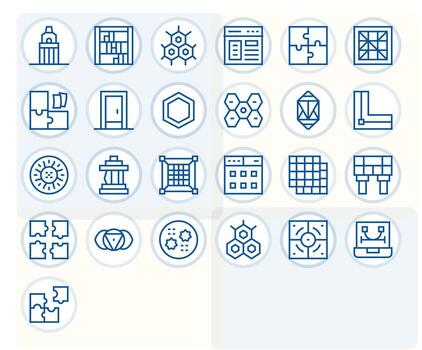 Framework Icon Repository containing 25 Regular Line 128x128 Editable graphics vector