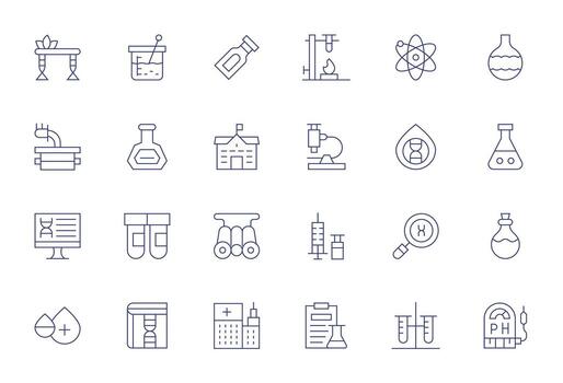 Lab Icon Toolkit featuring 24 Pixel Aligned Retina Ready Thin Line elements vector