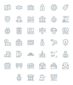 Savings Pixel Optimized Set with 40 256x256 Thin Line Icons vector