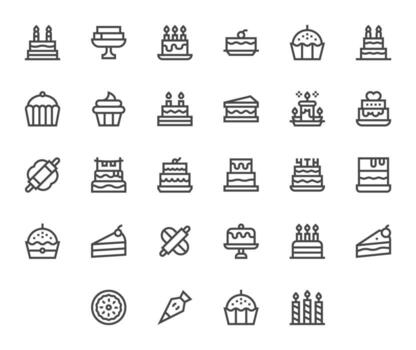 Cake Icon Repository containing 28 Bold Line High Resolution Pixel Aligned graphics vector