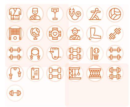 Physical High Resolution Icon Pack with 25 Regular Line Editable Elements vector