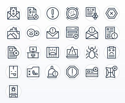 25 regular línea detalle mejorado vectores para error mensaje tema
