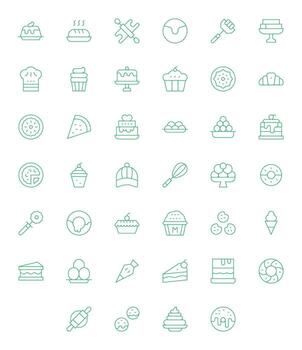 Pastry Modern Collection with 40 Thin Line 256x256 Pixel Optimized Icons vector
