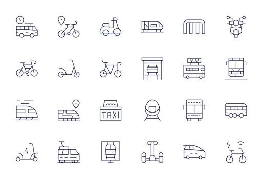 Commuter Display Perfect Set with 24 High Resolution Thin Line Icons vector