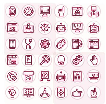 36 128x128 negrita línea píxel optimizado íconos para interfaz proyectos vector