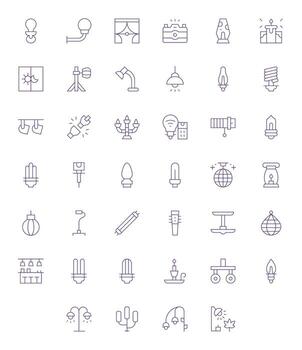 40 íconos para Encendiendo optimizado en monitor Perfecto alto resolución Delgado línea resolución vector