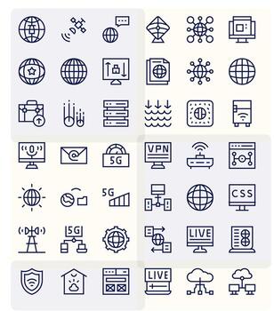 Internet icono colección con 42 alto resolución regular línea diseños vector