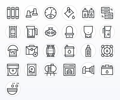 Capacity Visual Pack containing 25 Regular Line Pixel Optimized Icons vector
