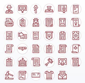35 256x256 Icons for Official in Pixel Aligned Regular Line Format vector