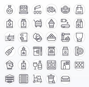 35 128x128 Regular Line Icons for Container with Pixel Aligned precision vector
