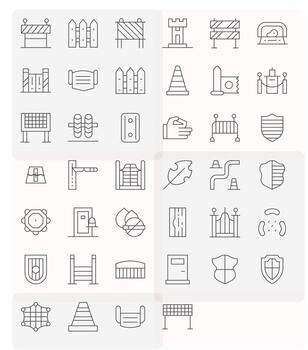 40 Grid Fitted Icons themed around Barrier in High Resolution Thin Line format vector