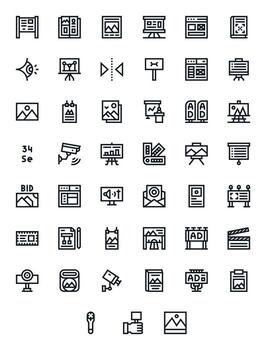 45 Bold Line Pixel Optimized Vectors for Visual Theme