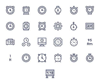 25 Regular Line Pixel Aligned Vectors for Digital Clock Theme