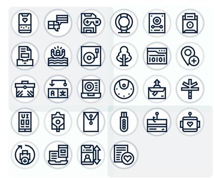 28 íconos para salvar optimizado en píxel optimizado retina Listo negrita línea resolución vector