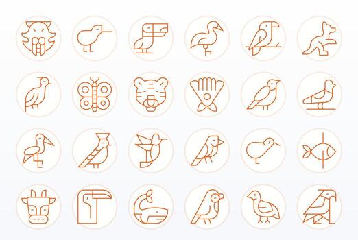 Fauna Icon Repository containing 24 Thin Line 256x256 Grid Fitted graphics vector