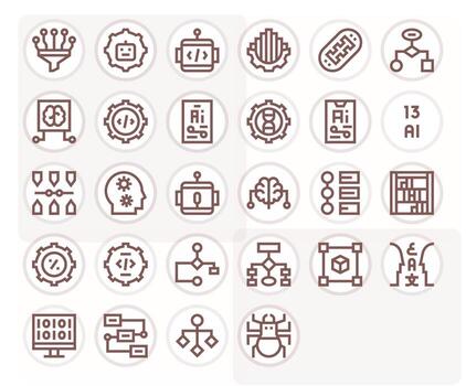 28 Bold Line Icons from Algorithm in Retina Ready Pixel Optimized Quality vector