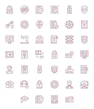 Data Protection Comprehensive Bundle with 40 PIXEL Perfect Thin Line 128x128 Icons vector