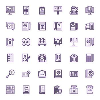 36 Bold Line Icons for Documentation in crisp 128x128 Editable resolution vector