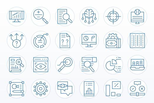 datos análisis icono repositorio conteniendo 24 Delgado línea 64 x 64 cuadrícula equipado gráficos vector