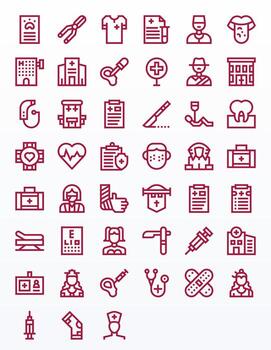Doctor Comprehensive Bundle with 45 Display Perfect Bold Line High Resolution Icons vector
