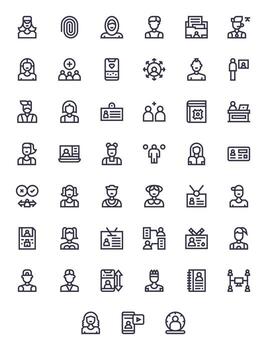 45 High Resolution Icons for User in Grid Fitted Bold Line Format vector