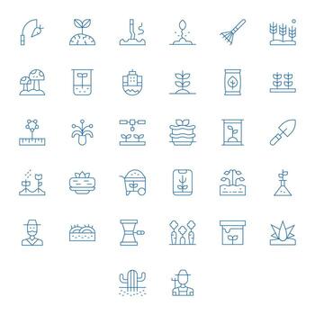 32 64x64 Thin Line Icons for Soil with Display Perfect precision vector