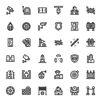 Perimeter Icon Set with 36 Bold Line High Resolution Pixel Optimized Graphics vector