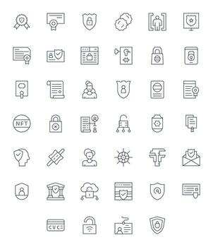 40 Thin Line Grid Fitted Icons crafted for Authentication High Resolution applications vector