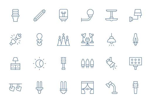 Lighting Icon Toolkit featuring 24 Display Perfect Retina Ready Thin Line elements vector