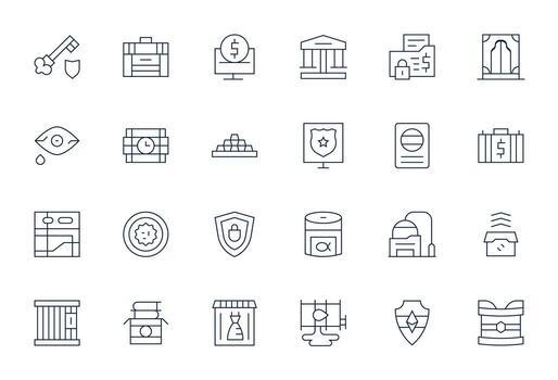 bóveda icono repositorio conteniendo 24 Delgado línea 128x128 monitor Perfecto gráficos vector