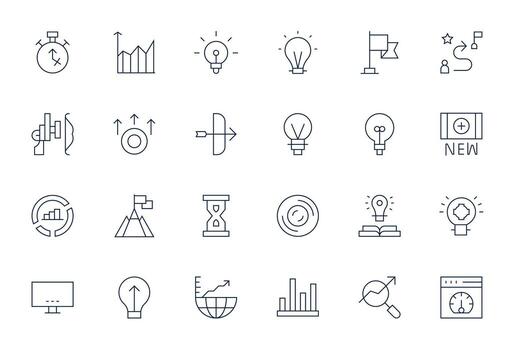 Progress Indicator Complete Package with 24 256x256 Thin Line Detail Enhanced Icons vector