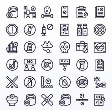 Not Allowed Comprehensive Bundle with 36 Grid Fitted Bold Line 128x128 Icons vector