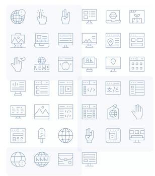sitio web visual paquete conteniendo 40 Delgado línea píxel optimizado íconos vector