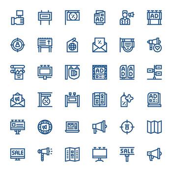 36 Display Perfect Icons themed around Advertising in High Resolution Bold Line format vector