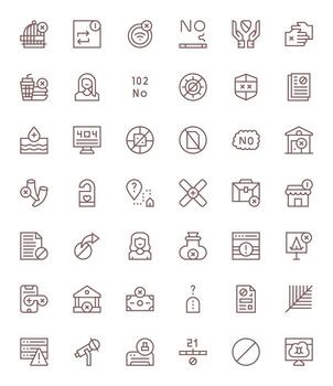 42 Regular Line Icons designed for Unavailable in 64x64 Display Perfect format vector