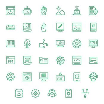 35 64x64 Regular Line Icons optimized for Software Grid Fitted display vector