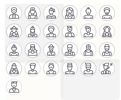 Headshot Pixel Aligned Set with 25 256x256 Regular Line Icons vector