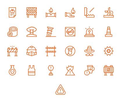 25 Regular Line Display Perfect Icons crafted for Hazard High Resolution applications vector