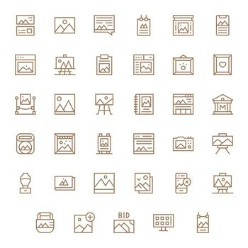 35 128x128 Icons for Gallery in Grid Fitted Regular Line Format vector