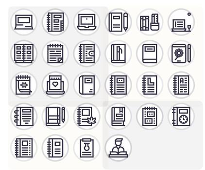 28 Bold Line Icons designed for Notebook in 256x256 Editable format vector