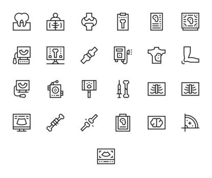 25 Regular Line Icons designed for Radiology in 256x256 Display Perfect format vector