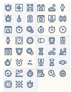 45 Pixel Optimized Icons themed around Timer in 128x128 Bold Line format vector