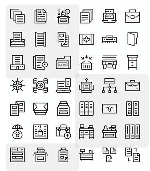 42 Regular Line Pixel Aligned Icons tailored for Files 128x128 interface vector