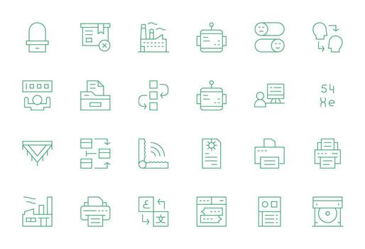 24 64x64 Thin Line Pixel Optimized Icons for Output Projects vector