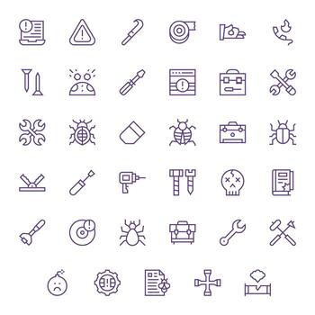 reparar visual paquete conteniendo 35 regular línea píxel optimizado íconos vector