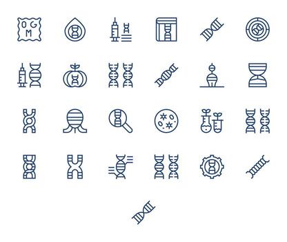 25 Regular Line Pixel Aligned Vectors for Biotechnology Theme