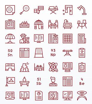 Table Exclusive Set featuring 42 Regular Line Pixel Optimized Retina Ready Icons vector