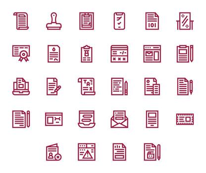28 negrita línea píxel alineado íconos a la medida para formar alto resolución interfaz vector