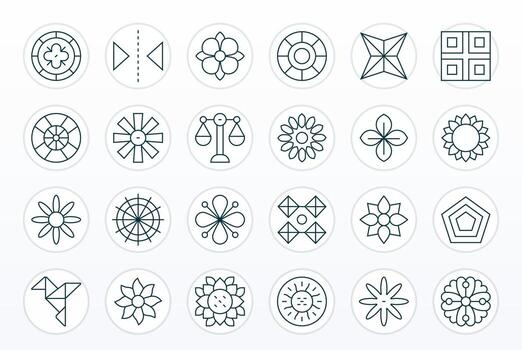 simetría icono repositorio conteniendo 24 Delgado línea retina Listo cuadrícula equipado gráficos vector